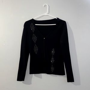 Bling Argyle Black Cardigan Long Sleeve